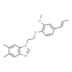ChemSpider 2D Image | 1-(2-{2-Methoxy-4-[(1E)-1-propen-1-yl]phenoxy}ethyl)-5,6-dimethyl-1H-benzimidazole | C21H24N2O2