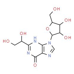 ChemSpider 2D Image | 2-(1,2-Dihydroxyethyl)-9-pentofuranosyl-3,9-dihydro-6H-purin-6-one | C12H16N4O7