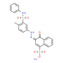 ChemSpider 2D Image | Sodium (3Z)-3-{[4-methyl-3-(phenylsulfamoyl)phenyl]hydrazono}-4-oxo-3,4-dihydro-1-naphthalenesulfonate | C23H18N3NaO6S2