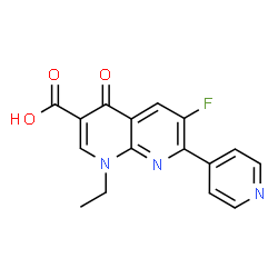 ChemSpider 2D Image | 1-Ethyl-6-fluoro-4-oxo-7-(4-pyridinyl)-1,4-dihydro-1,8-naphthyridine-3-carboxylic acid | C16H12FN3O3