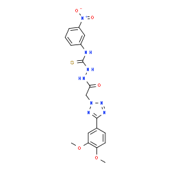 ChemSpider 2D Image | 2-{[5-(3,4-Dimethoxyphenyl)-2H-tetrazol-2-yl]acetyl}-N-(3-nitrophenyl)hydrazinecarbothioamide | C18H18N8O5S