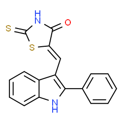 ChemSpider 2D Image | (5Z)-5-[(2-Phenyl-1H-indol-3-yl)methylene]-2-thioxo-1,3-thiazolidin-4-one | C18H12N2OS2