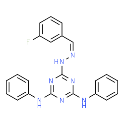 ChemSpider 2D Image | 6-[(2Z)-2-(3-Fluorobenzylidene)hydrazino]-N,N'-diphenyl-1,3,5-triazine-2,4-diamine | C22H18FN7