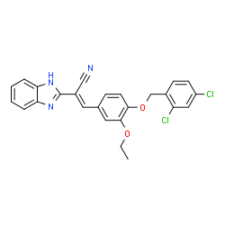 ChemSpider 2D Image | (2E)-2-(1H-Benzimidazol-2-yl)-3-{4-[(2,4-dichlorobenzyl)oxy]-3-ethoxyphenyl}acrylonitrile | C25H19Cl2N3O2