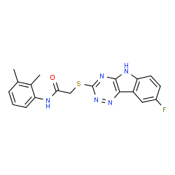 ChemSpider 2D Image | N-(2,3-Dimethylphenyl)-2-[(8-fluoro-5H-[1,2,4]triazino[5,6-b]indol-3-yl)sulfanyl]acetamide | C19H16FN5OS