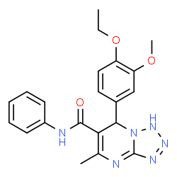ChemSpider 2D Image | 7-(4-Ethoxy-3-methoxyphenyl)-5-methyl-N-phenyl-1,7-dihydrotetrazolo[1,5-a]pyrimidine-6-carboxamide | C21H22N6O3