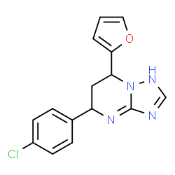 ChemSpider 2D Image | 5-(4-Chlorophenyl)-7-(2-furyl)-1,5,6,7-tetrahydro[1,2,4]triazolo[1,5-a]pyrimidine | C15H13ClN4O