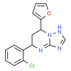 ChemSpider 2D Image | 5-(2-Chlorophenyl)-7-(2-furyl)-1,5,6,7-tetrahydro[1,2,4]triazolo[1,5-a]pyrimidine | C15H13ClN4O