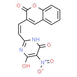 ChemSpider 2D Image | 6-Hydroxy-5-nitro-2-[(Z)-2-(2-oxo-2H-chromen-3-yl)vinyl]-4(3H)-pyrimidinone | C15H9N3O6