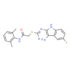 ChemSpider 2D Image | N-(2,6-Dimethylphenyl)-2-[(8-fluoro-5H-[1,2,4]triazino[5,6-b]indol-3-yl)sulfanyl]acetamide | C19H16FN5OS