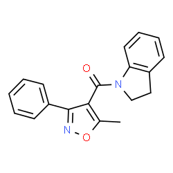 ChemSpider 2D Image | Indole, 2,3-dihydro-1-(5-methyl-3-phenyl-4-isoxazolylcarbonyl)- | C19H16N2O2