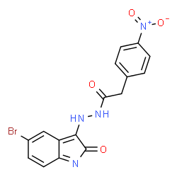 ChemSpider 2D Image | N'-(5-Bromo-2-oxo-2H-indol-3-yl)-2-(4-nitrophenyl)acetohydrazide | C16H11BrN4O4