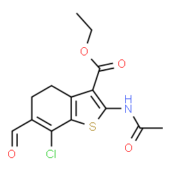 ChemSpider 2D Image | Ethyl 2-acetamido-7-chloro-6-formyl-4,5-dihydro-1-benzothiophene-3-carboxylate | C14H14ClNO4S