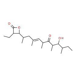 ChemSpider 2D Image | 3-Ethyl-4-[(4E)-9-hydroxy-4,6,8,10-tetramethyl-7-oxo-4-dodecen-2-yl]-2-oxetanone | C21H36O4
