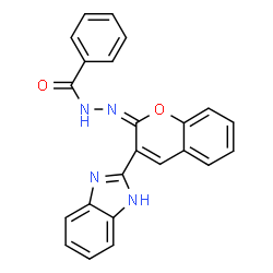 ChemSpider 2D Image | N'-[(2E)-3-(1H-Benzimidazol-2-yl)-2H-chromen-2-ylidene]benzohydrazide | C23H16N4O2