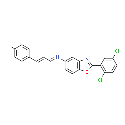 ChemSpider 2D Image | (1E,2E)-3-(4-Chlorophenyl)-N-[2-(2,5-dichlorophenyl)-1,3-benzoxazol-5-yl]-2-propen-1-imine | C22H13Cl3N2O
