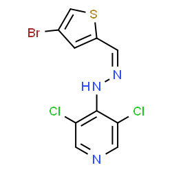 ChemSpider 2D Image | 4-{(2Z)-2-[(4-Bromo-2-thienyl)methylene]hydrazino}-3,5-dichloropyridine | C10H6BrCl2N3S