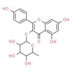 ChemSpider 2D Image | 5,7-Dihydroxy-2-(4-hydroxyphenyl)-4-oxo-4H-chromen-3-yl 6-deoxyhexopyranoside | C21H20O10