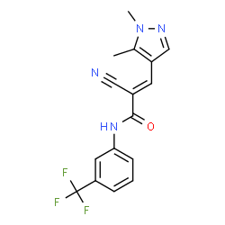 ChemSpider 2D Image | (2E)-2-Cyano-3-(1,5-dimethyl-1H-pyrazol-4-yl)-N-[3-(trifluoromethyl)phenyl]acrylamide | C16H13F3N4O
