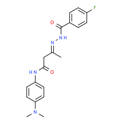 ChemSpider 2D Image | (3E)-N-[4-(Dimethylamino)phenyl]-3-[(4-fluorobenzoyl)hydrazono]butanamide | C19H21FN4O2