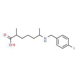 ChemSpider 2D Image | 6-[(4-Iodobenzyl)amino]-2-methylheptanoic acid | C15H22INO2