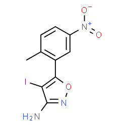 ChemSpider 2D Image | 4-Iodo-5-(2-methyl-5-nitrophenyl)-1,2-oxazol-3-amine | C10H8IN3O3