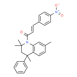 ChemSpider 2D Image | (2E)-3-(4-nitrophenyl)-1-(2,2,4,7-tetramethyl-4-phenyl-3H-quinolin-1-yl)prop-2-en-1-one | C28H28N2O3