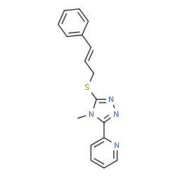 ChemSpider 2D Image | 2-(4-Methyl-5-{[(2E)-3-phenyl-2-propen-1-yl]sulfanyl}-4H-1,2,4-triazol-3-yl)pyridine | C17H16N4S