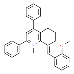 ChemSpider 2D Image | (8E)-8-(2-Methoxybenzylidene)-1-methyl-2,4-diphenyl-5,6,7,8-tetrahydroquinolinium | C30H28NO