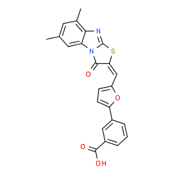 ChemSpider 2D Image | 3-{5-[(E)-(6,8-Dimethyl-3-oxo[1,3]thiazolo[3,2-a]benzimidazol-2(3H)-ylidene)methyl]-2-furyl}benzoic acid | C23H16N2O4S