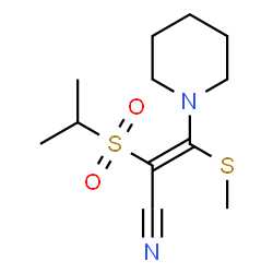 ChemSpider 2D Image | 2-(isopropylsulfonyl)-3-(methylthio)-3-piperidinoacrylonitrile | C12H20N2O2S2