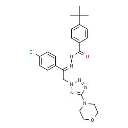 ChemSpider 2D Image | N-{[4-(tert-butyl)benzoyl]oxy}-N-[1-(4-chlorophenyl)-2-(5-morpholino-2H-1,2,3,4-tetraazol-2-yl)ethylidene]amine | C24H27ClN6O3