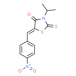 ChemSpider 2D Image | (5Z)-3-Isopropyl-5-(4-nitrobenzylidene)-2-thioxo-1,3-thiazolidin-4-one | C13H12N2O3S2