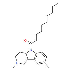 ChemSpider 2D Image | 1-(2,8-Dimethyl-1,2,3,4,4a,9b-hexahydro-5H-pyrido[4,3-b]indol-5-yl)-1-decanone | C23H36N2O