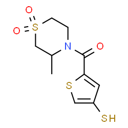 ChemSpider 2D Image | (3-Methyl-1,1-dioxido-4-thiomorpholinyl)(4-sulfanyl-2-thienyl)methanone | C10H13NO3S3