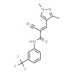 ChemSpider 2D Image | (2E)-2-Cyano-3-(1,3-dimethyl-1H-pyrazol-4-yl)-N-[3-(trifluoromethyl)phenyl]acrylamide | C16H13F3N4O