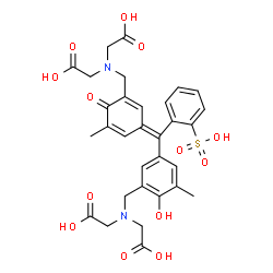 ChemSpider 2D Image | [({(3Z)-3-[(3-{[Bis(carboxymethyl)amino]methyl}-4-hydroxy-5-methylphenyl)(2-sulfophenyl)methylene]-5-methyl-6-oxo-1,4-cyclohexadien-1-yl}methyl)(carboxymethyl)amino]acetic acid | C31H32N2O13S