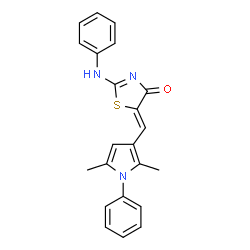 ChemSpider 2D Image | (5Z)-2-Anilino-5-[(2,5-dimethyl-1-phenyl-1H-pyrrol-3-yl)methylene]-1,3-thiazol-4(5H)-one | C22H19N3OS
