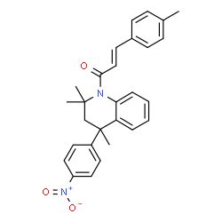 ChemSpider 2D Image | (2E)-3-(4-Methylphenyl)-1-[2,2,4-trimethyl-4-(4-nitrophenyl)-3,4-dihydro-1(2H)-quinolinyl]-2-propen-1-one | C28H28N2O3