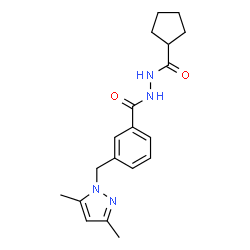 ChemSpider 2D Image | N'-(Cyclopentylcarbonyl)-3-[(3,5-dimethyl-1H-pyrazol-1-yl)methyl]benzohydrazide | C19H24N4O2