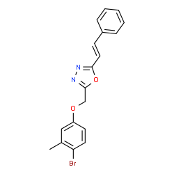 ChemSpider 2D Image | 2-[(4-Bromo-3-methylphenoxy)methyl]-5-[(E)-2-phenylvinyl]-1,3,4-oxadiazole | C18H15BrN2O2