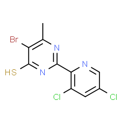 ChemSpider 2D Image | 5-Bromo-2-(3,5-dichloro-2-pyridinyl)-6-methyl-4-pyrimidinethiol | C10H6BrCl2N3S