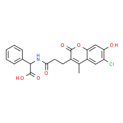 ChemSpider 2D Image | {[3-(6-Chloro-7-hydroxy-4-methyl-2-oxo-2H-chromen-3-yl)propanoyl]amino}(phenyl)acetic acid | C21H18ClNO6