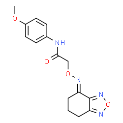 ChemSpider 2D Image | 2-{[(E)-6,7-Dihydro-2,1,3-benzoxadiazol-4(5H)-ylideneamino]oxy}-N-(4-methoxyphenyl)acetamide | C15H16N4O4