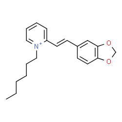 ChemSpider 2D Image | 2-[(E)-2-(1,3-Benzodioxol-5-yl)vinyl]-1-hexylpyridinium | C20H24NO2