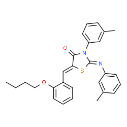 ChemSpider 2D Image | (2Z,5Z)-5-(2-Butoxybenzylidene)-3-(3-methylphenyl)-2-[(3-methylphenyl)imino]-1,3-thiazolidin-4-one | C28H28N2O2S