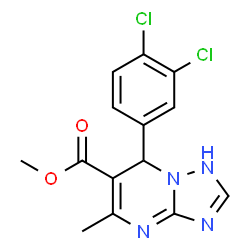 ChemSpider 2D Image | Methyl 7-(3,4-dichlorophenyl)-5-methyl-1,7-dihydro[1,2,4]triazolo[1,5-a]pyrimidine-6-carboxylate | C14H12Cl2N4O2