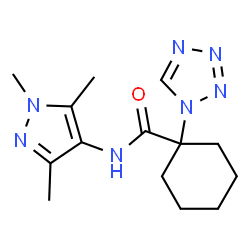 ChemSpider 2D Image | 1-(1H-Tetrazol-1-yl)-N-(1,3,5-trimethyl-1H-pyrazol-4-yl)cyclohexanecarboxamide | C14H21N7O