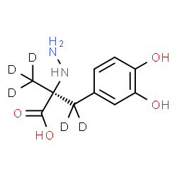 ChemSpider 2D Image | (2S)-3-(3,4-Dihydroxyphenyl)-2-hydrazino-2-(~2~H_3_)methyl(~2~H_2_)propanoic acid | C10H9D5N2O4