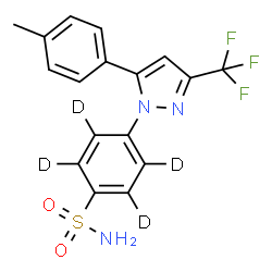 ChemSpider 2D Image | 4-[5-(4-Methylphenyl)-3-(trifluoromethyl)-1H-pyrazol-1-yl](~2~H_4_)benzenesulfonamide | C17H10D4F3N3O2S